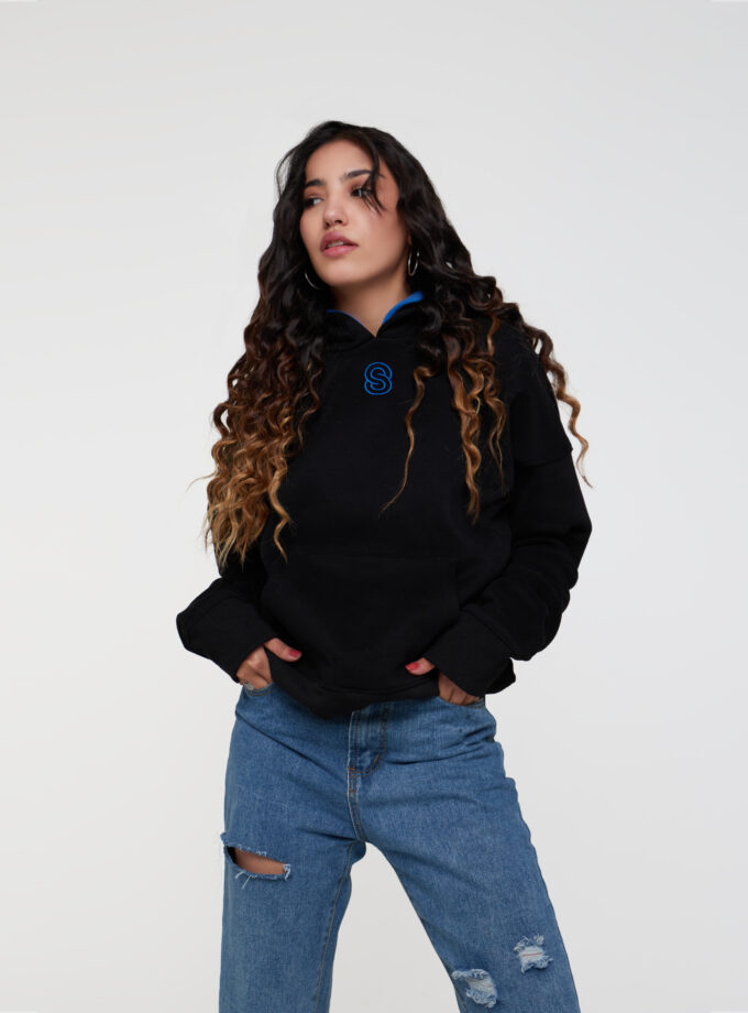Black and blue hoodie
